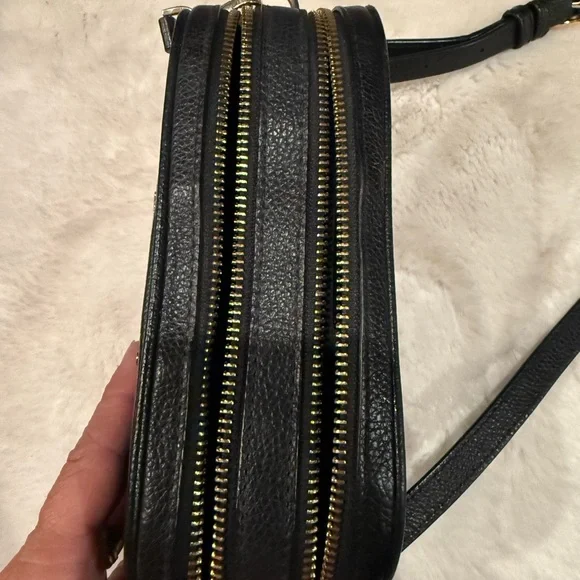 Michael Kors Black Leather Small Crossbody with Gold Hardware - Picture 2 of 7